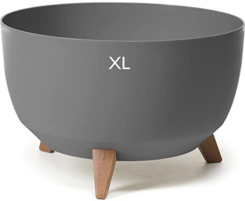 MELTOM Blumentopf mit Füßen aus Kunststoff Schale Rund mit Einsatz Kräutertopf Anthrazit XL 47 cm für Innen- und Außenbereich