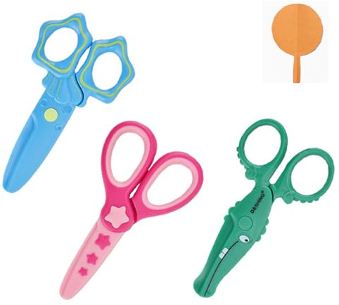 Linkbro Sicherheitsschere für Kinder, 3 Stück, Papierschere mit Kunststoffklinge, Vorschulkindergartenschere, Anfängerschere, DIY-Bastelschere für Kinder ab 2 Jahren