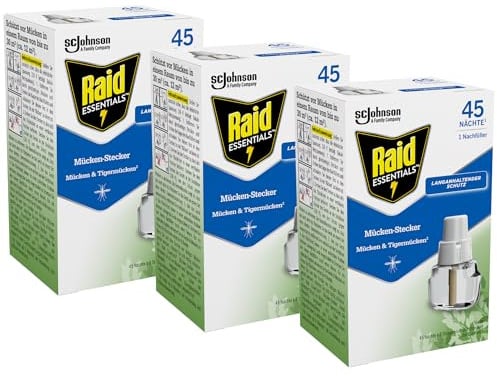 Raid Essentials Mückenstecker (Nachfüller), pflanzlicher Mückenschutz, geruchsneutral mit leichtem Zitrusduft, 3er Pack (3 x 32 ml)