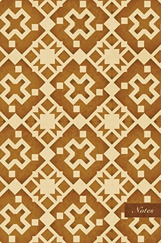 Notes: 6"x9" Ruled Lined Notebook - Geometry Square Check Cross - Retro Brown Worn Out Vintage Seamless Pattern Cover. Matte Softcover And Cream Interior Papers.