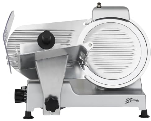 H.Koenig MSX250 Allesschneider/Schneidemaschine/Aufschnitt von 0 bis 12 mm Dicke / 25 cm Ø Messer/mit Messerschärfer / 240 Watt/silber