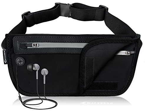 MYCARBON Bauchtasche Flach Reisen Sport Hüfttasche RFID 100% Diebschutz | Klappbar Design | Wasserdicht für 6 Zoll Handhy iPhone 6/ 6s/ 6Plus/ 7 Gürteltasche für Damen Herren