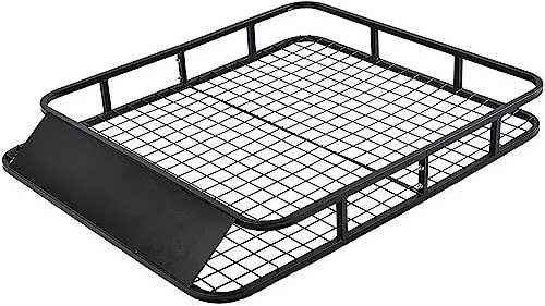 COSTWAY Dachgepäckträger Universal Dachkorb Metall, Auto Gepäckträger bis 75kg belastbar, Dachträger Dach schwarz Gepäckkorb 122x102x15cm