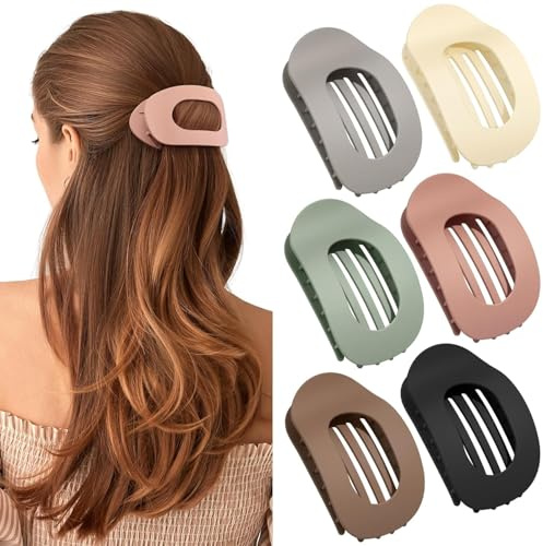 Tumurup Haarklammern Damen 6 Farben | Rutschfeste Große Flache Haarklammern & Flat Claw Clip | Französisch-Matt Elegant für Alltag, Sport, Autofahren