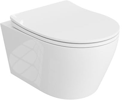 LAVITA Wand-WC Dalia Hänge Toilette Toilettendeckel mit Absenkautomatik & Metallscharniere Toiletten Spülrandlos Hängend Toilettenbecken WC Sitz 360x520x410 cm Weißer Glanz