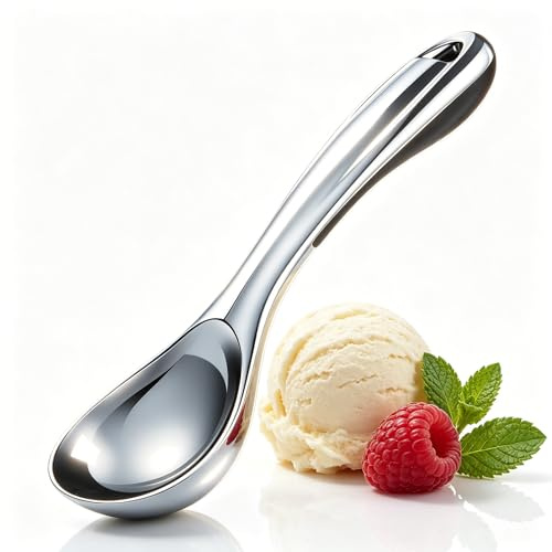 Love-KANKEI Eisportionierer Eislöffel Eiscreme Löffel mit Gummigriff | Zinklegierung Antihaft Länge 19cm Durchmesser 5cm