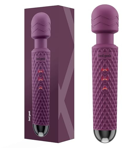 bed geek Wand Massagestab Wand Massager für Muskelentspannung kabelloses Handmassagegerät mit Memory-Funktion Stab-Massager aus Silikon Massagegrät für Frauen, 20 Vibrationsmodi 8 Geschwindigkeiten