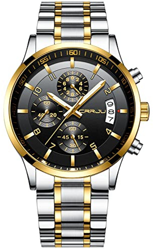 Herren Uhr Chronographen Wasserdichte Edelstahlarmband Armbanduhr Datum