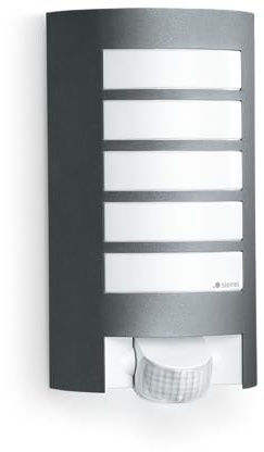 Steinel Außenleuchte L 12 S anthrazit, 180° Bewegungsmelder, Dämmerungssensor, Alu-Blende, E27, Max. 60W Wandleuchte, 27.2 x 15.5 x 10.8 cm