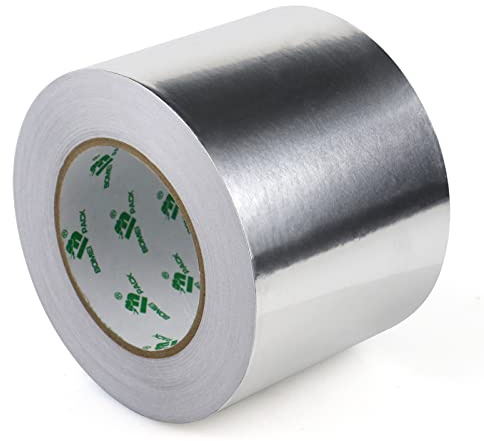 BOMEI PACK Aluminium Klebeban 100mm x 50 m, selbstklebendes Alu-Klebeband-Aluband, Wasserdichtes- und hitzebeständiges Band zum Versiegeln, Reparieren und Isolieren