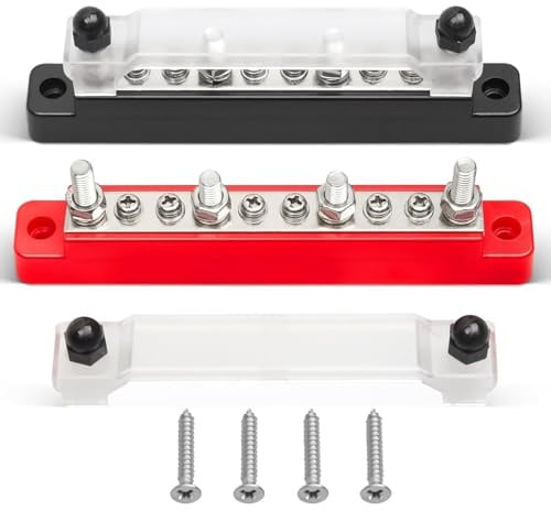 RED WOLF 150A Sammelschiene Verteilerblock 12V-48V DC für Auto Marine RV Wohnmobil Lkw Elektrik System Klemmleisten, Positive Masse Stromverteilungsblock Busbar mit 6 x M4 & 4 x M6 Klemmenbolzen
