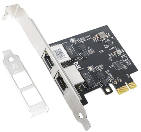 QSFPTEK 2.5G-T RJ45 PCI-E Netzwerkkarte (2 RJ45 Port), 2.5Gb NIC Dual Port Ethernet Netzwerkkarte with Realtek RTL8125B for Windows 11/10/8/7, Windows Server, Linux