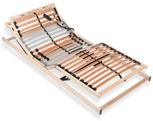 Sleepneo Lattenrost 100x200 cm montiert elektrisch verstellbares Kopf & Fußteil 5 Zonen 28 Latten Belastbarkeit 150 kg Made in Germany Birkenschichtholz