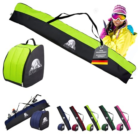 Rawstyle Skitasche Ski-Schuh-Tasche Kombi-Set MOD 2 | 160cm 180cm 190cm, wasserdicht, Ski Bag, Ski Cover, Wintersport