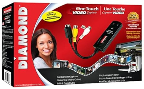 Diamond VC500SE One Touch VHS/Camcorder zu Digital-Datei-Konverter für Windows und Mac OS (unterstützt Mac OS Ventura)