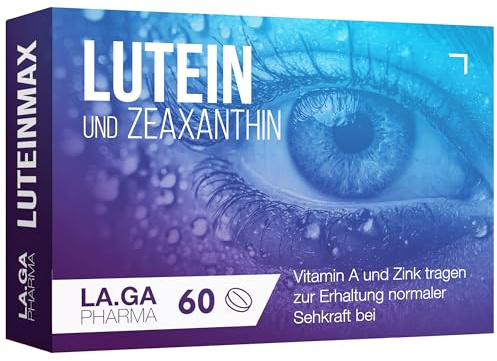 Lutein Zeaxanthin Kapseln mit Beta Carotin, Blaubeere, Vitamine A, E und B12. 60 Augenkapseln mit Lutein und Zeaxanthin. Augenvitamine, 100 % natürlich, um die Sehkraft zu verbessern.