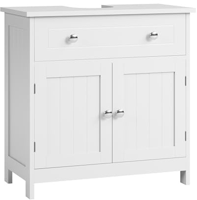 KIMENICH Waschbeckenunterschrank, Unterschrank, Waschbecken mit Unterschrank, Badezimmerschrank mit 2 Türen, Badschrank, 60 x 30 x 60 cm, Weiß