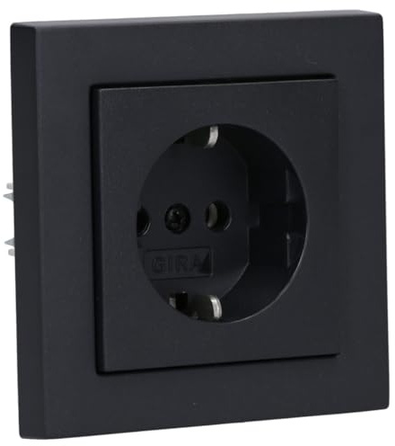 GIRA E2 Anthrazit Wandsteckdose | Komplett-Set für Unterputz-Montage inklusive 018828 Steckdoseneinsatz und 021123 Abdeckrahmen 1-fach