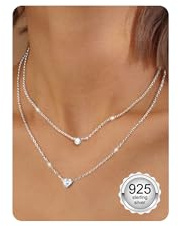 ORAZIO 2 Stück Kette Silber 925 Damen Halskette Silber Kette | Gold Herz Zirkon Schmetterling Goldkette Damen Silberkette Damen Kette Rosegold Schmuck Ketten