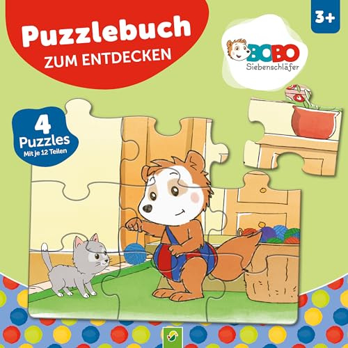Bobo Siebenschläfer Puzzlebuch für Kinder ab 3 Jahren: 4 Puzzles mit je 12 Teilen I Bilderbuch Puzzle Buch