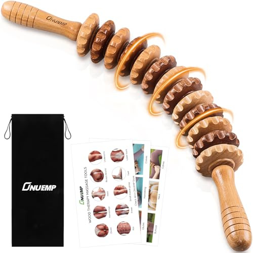 Faszienrolle Holz Massagegerät Faszienstab Anti Cellulite Massage Roller | Holz Massageroller Mit Griff Massagegerät für Maderotherapie Lymphdrainage Faszienmuskulatur Entspannung Massagestab Buche