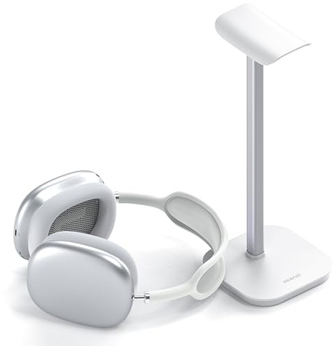 doenci Headset Halterung, Kopfhörer Halterung für AirPods Max, Weiß | Universal Kopfhörer Ständer mit Gewichtete Basis + Aluminiumrohr, Gaming Headset Halter Schreibtisch Zubehör