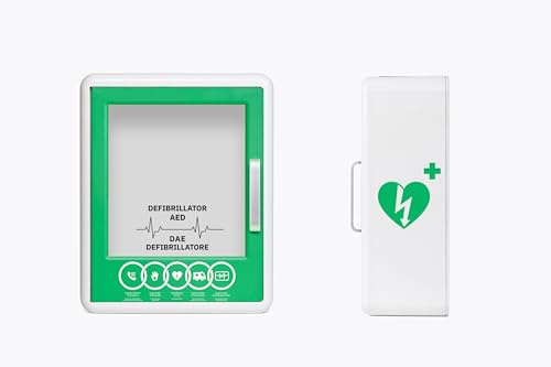 Teca DAE/AED Defibrillator-Halterung, aus ABS mit akustischem Alarm, kompatibel mit allen Defibrillator-Modellen, Maße 36 x 45 x 16,5 cm.