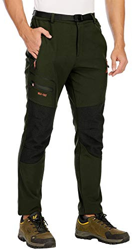DAFENP Herren Wanderhose Skihose Wasserdicht Gefüttert Softshellhose | Winddicht Winter Outdoorhose Snowboardhose Warm Trekkinghose