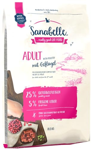 Sanabelle Adult mit Geflügel | Katzentrockenfutter für ausgewachsene Katzen (ab dem 12. Monat) | 1 x 10 kg
