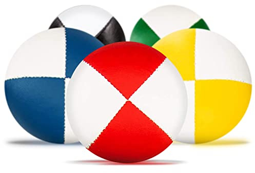 Diabolo Freizeitsport 5er Set Diabolo Premium Soft Jonglierbälle zweifarbig 67mm Ø Jonglierball Füllung aus hochwertiger Vogelhirse, wasserabweisend