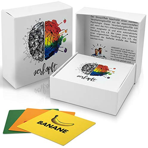 Verkopft - schnelles Konzentrationsspiel und Denkspiel mit Stroop-Effekt, witziges Kartenspiel für Kinder ab 8 Jahren, Erwachsene, Familie, Party, Reise und Spieleabend von Simon & Jan