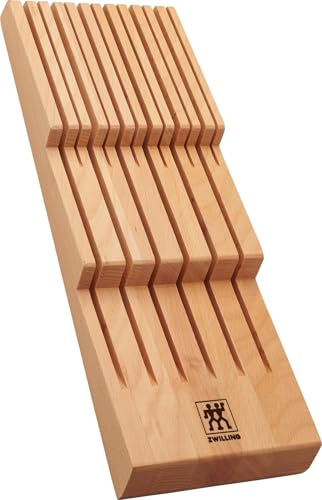 ZWILLING Schubladen-Einsatz für Küchenmesser, Aufbewahrung für 12 Messer, Buchenholz, 41 x 15,5 x 5 cm, Braun