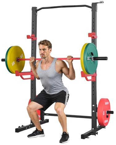 VEVOR Power Cage Squat Rack 454 kg Belastbar, multifunktionales Power Rack für Heimfitnessstudio mit 4 Bandhalterungen & verstellbarem J-Haken & Sicherheitsstangen für Klimmzüge mit Langhantel