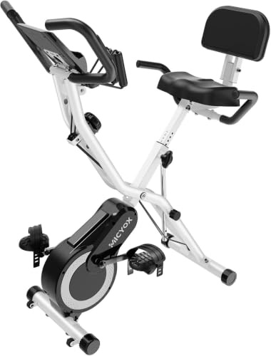 Rudergerät für Zuhause, Micyox Hydraulisches Fitness-Rudergerät mit 12 Widerstandsstufen, Multifunktionaler Rückenlehne, Micyox Heimtrainer Fahrrad Klappbar mit LCD-Display