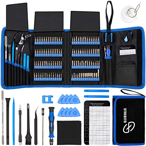 STREBITO Elektronik-Präzisionsschraubendreher-Sets 142-teilig mit 120 Bits Magnetisches Reparaturwerkzeug-Set für iPhone, MacBook, Computer, Laptop, PC, Tablet, PS4,Spielkonsole