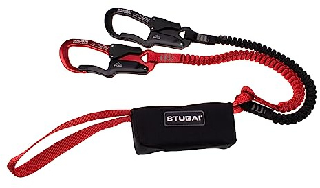 STUBAI Klettersteig-Set Summit Light Xi1 (rot und schwarz) – leichtes Via Ferrata Set mit Karabinern, elastischen Lastarmen & Bandfalldämpfer – Kletterausrüstung für Klettersteige, Bergsport, Outdoor