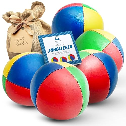 HELDENGUT Jonglierbälle 5er Set Soft Beanbags Für Kinder Und Anfänger – Robuste Bälle Mit Anleitung Für Koordination