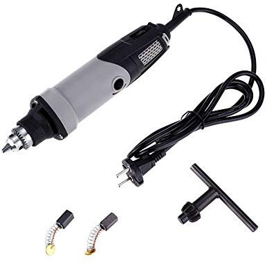 BuyWeek Geradschleifer, 400W Elektro Rotationswerkzeug 6 Positionen Elektrischer Geradschleifer mit Variabler Geschwindigkeit Bohrerschleifer 220V EU Stecker