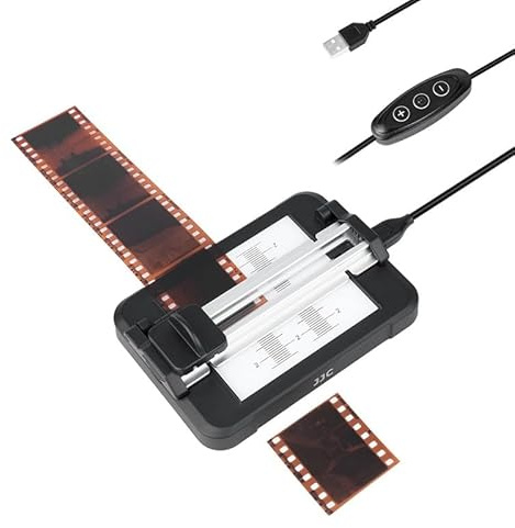 JJC Folienschneider für 35 mm 120 Format Filmstreifen, Filmschneidewerkzeug mit Hintergrundbeleuchteter Platte, Einstellbare Helligkeit in 11 Stufen