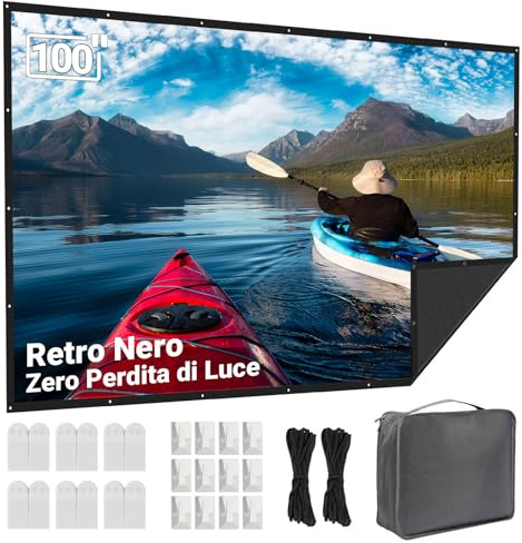 Beamer Leinwand 100 Zoll Outdoor: LEORFI Verbessert Schwarzer Hintergrund Schwarz undurchsichtig - Tragbare Projektionswand Indoor - Projektor Leinwand Faltbar Waschbar für Heimkino - mit Tragetasche