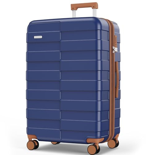 Vipbox Kofferset 2 Teilig Hartschale 55+75cm (3 Jahre VIP-Service) Erweiterbar Polycarbonat Leicht Ultra-Langlebige Trolley Handgepäck Reisekoffer mit Rollen, Klassisches Blau, 2 Teilig 20/28