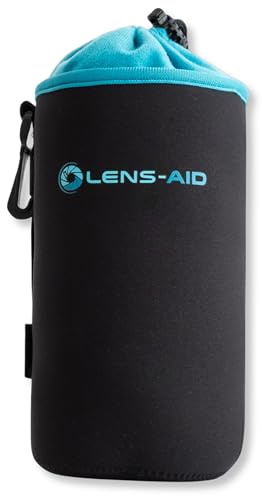 LENS-AID Neopren Objektivbeutel mit Fleece-Fütterung als Set oder einzeln Objektivtasche BZW. Köcher als Schutz für Objektiv, Blitz, Monitor, Kamera-Zubehör - L