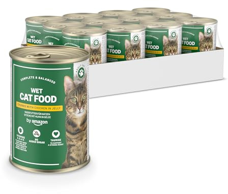 by Amazon Katzensfutter, nass, getreidefrei, Dose, Huhnstücke in Gelee, 12 x 405 g