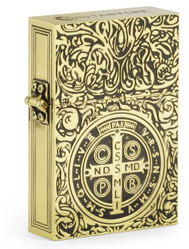 Constantine Feuerzeug, Klassische Kupfer Graben Kerosinfeuerzeug Vintage St Benedict Metal Feuerzeug (ohne Benzin)