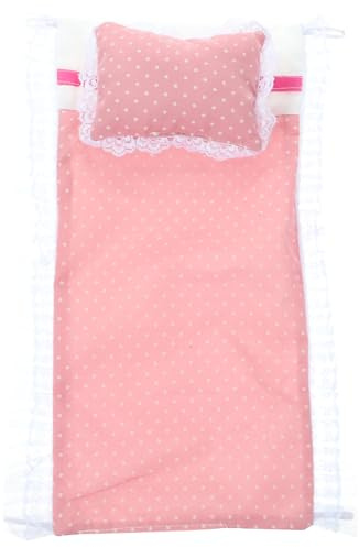 Amosfun Mini BettwäSche Set FüR Puppen Rosa Baumwolle 32X21Cm PuppenbettwäSche FüR Puppenhaus Inklusive Bettlaken Und Kissen Ideal FüR Puppenhaus Schlafzimmer Dekoration
