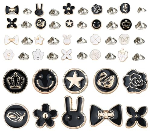KEQAR 20 Stück Anstecknadeln, Schmuck für Kleidung, ohne Nähen, Jeansnadeln, Hemdenknöpfe, sofort abnehmbar, für Kleidung, Jeans, Cardigan, DIY-Dekorationen