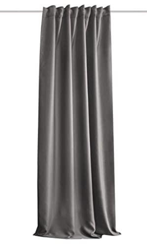 HOMEbasics | Akustikvorhang Uni | ACUSTICO | Lärm-, Hitze-, Kälte- und Zugluft-Schutz + abdunkelnd | grau | 225 x 135 cm