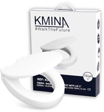 KMINA Toilettensitzerhöhung 7,5 cm mit Softclose WC-Deckel, Duroplast, passend für ovale Standard-WC-Becken, Weiß, rückseitige Befestigung