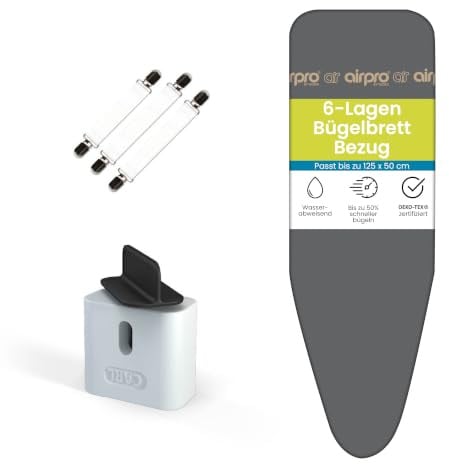 Airpro by Widex Universal 6-Lagen Bügelbrettbezug für Dampfbügeleisen | Größe XL universal 124-129 cm Länge und 44-52 cm, Anti-Tropf-Design, bis zu 50% schnelleres Bügeln, OEKO-TEX zertifiziert