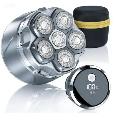 Glatzen Rasierer Herren, 2026 Verbessert IPX8 Wasserdicht 6D Flexibler Glatzenrasierer, Magnetische Schwebender Kopf, Nass und Trocken Glatzen Rasierer mit LED Anzeige, USB-C Kopfrasierer Glatze
